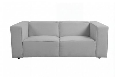 CASANOVA PARIS Mini Basil - Canap&eacute; Droit Tissu Lisse 2 Places Gris Clair