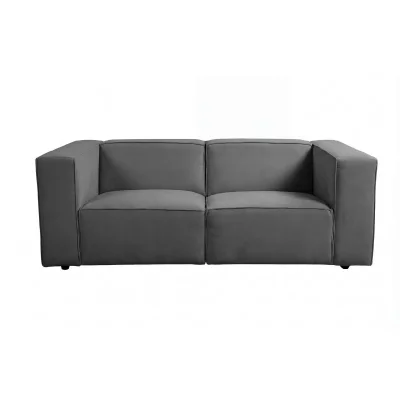 CASANOVA PARIS Mini Basil - Canap&eacute; Droit Tissu Lisse 2 Places Gris Fonc&eacute;