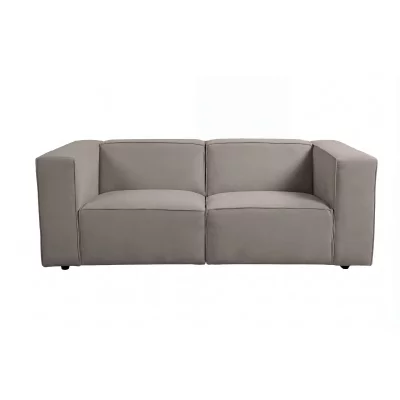 CASANOVA PARIS Mini Basil - Canap&eacute; Droit Tissu Lisse 2 Places Taupe