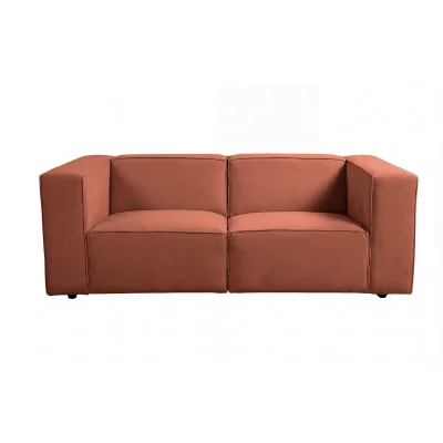CASANOVA PARIS Mini Basil - Canap&eacute; Droit Tissu Lisse 2 Places Terracotta