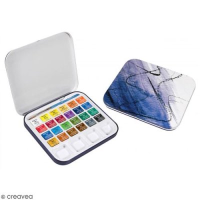 DALER ROWNEY Mini bo&icirc;te aquarelle de voyage - 24 couleurs