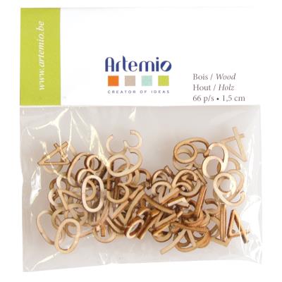 GENERIQUE Mini chiffre en bois - sachet de 66 pi&egrave;ces - Artemio - couleur variant