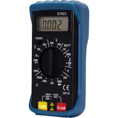 TIBELEC Mini digi-testeur, mini testeur digital 6 fonctions - noir et bleu
