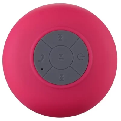 YONIS Mini Enceinte Bluetooth Ronde Kit Mains Libres Avec Ventouse Waterproof Rose 