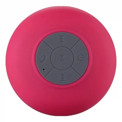 YONIS Mini Enceinte Bluetooth Ronde Kit Mains Libres Avec Ventouse Waterproof Rose 