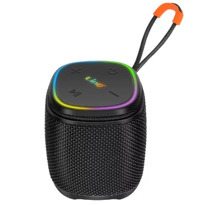 LINQ Mini Enceinte sans Fil Bluetooth 5W Etanche IPX6 avec Eclairage LED Noir