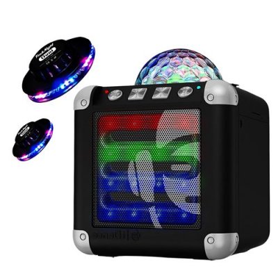 IDANCE Mini Enceinte sur Batterie Bluetooth  CUBE MINI 3 &agrave; LEDs RGB USB - 3W RMS + 2 Effets OVNI UFO