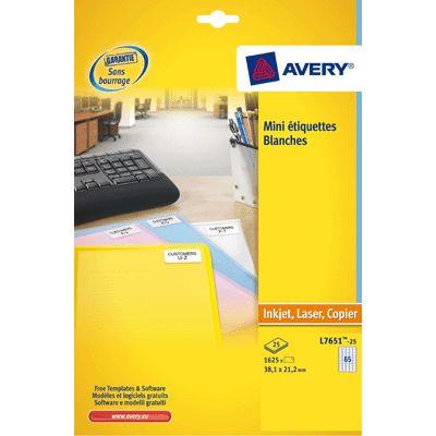 AVERY Mini &eacute;tiquettes laser blanches  45.7x16.9mm - boite de 6400