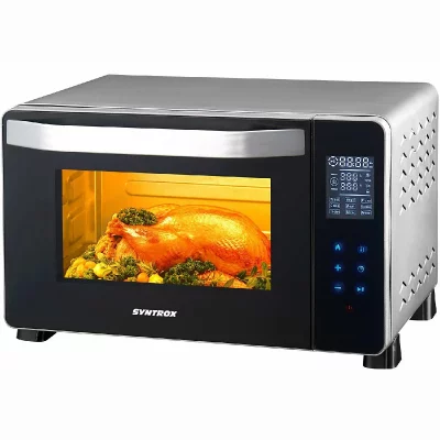 SYNTROX GERMANY Mini four avec chaleur tournante et tournebroche pour four &agrave; pizza en acier inoxydable 25 l