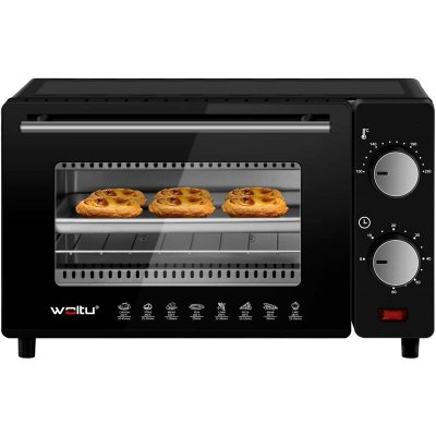 Mini four &eacute;lectrique 10l.petit four &agrave; pizza avec 4 modes de cuisson.minuterie 0-60 min.650w.noir 