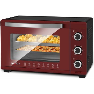 WOLTU Mini four &eacute;lectrique  - 32L - 1600W - Rouge - Thermostat r&eacute;glable - Minuterie 60 min
