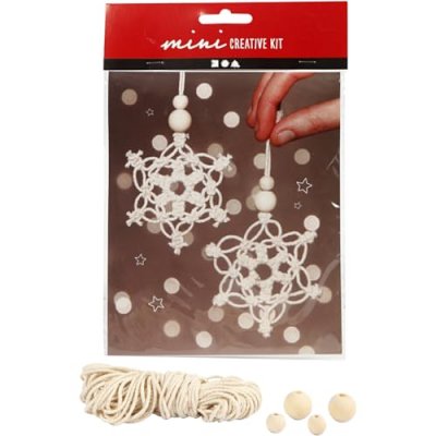 CREATIV Mini Kit cr&eacute;atif de No&euml;l - &Eacute;toiles en macram&eacute; - 10 cm- 2 pcs