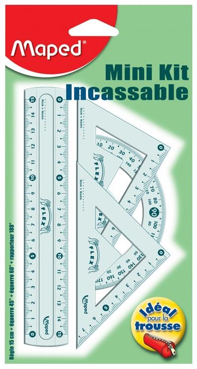 MAPED Mini Kit de tra&ccedil;age 4 instruments  Incassable Flex bleu