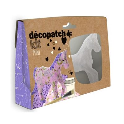 DECOPATCH Mini kit D&eacute;copatch cheval feuilles pinceau et vernis colle