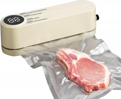 VENDOS85 Mini machine &agrave; emballer sous vide portable beige, batterie