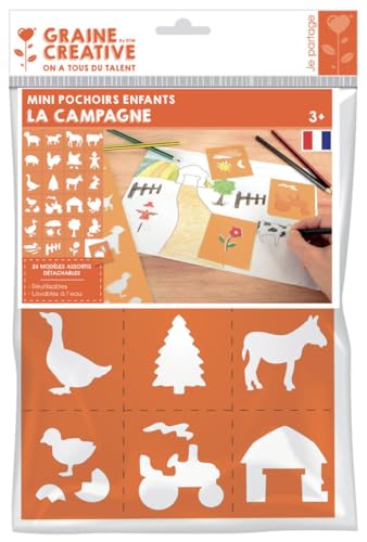 GRAINE CREATIVE Mini pochoirs en plastique "la ferme" - Lot de 24