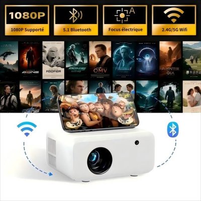 VISULAPEX Mini Projecteur avec Tr&eacute;pied,  V3 5G WiFi 9000 Lumens - Portable 1080P Full HD Support&eacute;e