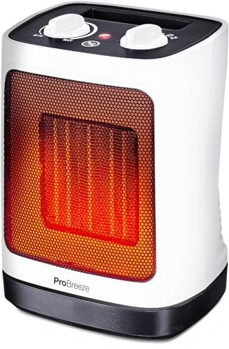 PRO BREEZE Mini radiateur soufflant c&eacute;ramique 2000 W - - Oscillation automatique et 2 r&eacute;glages de temp&eacute;rature
