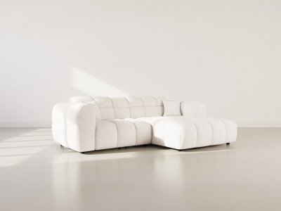  Mini Ray - Canap&eacute; d'angle droit 4 places en tissu textur&eacute; - Beige