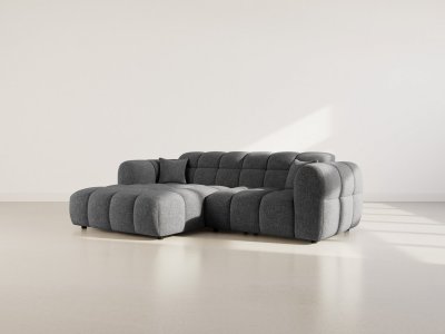 BEST MOBILIER Mini Ray - Canap&eacute; d'angle gauche 4 places en tissu textur&eacute; - Gris Anthracite