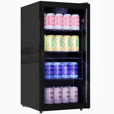HOMCOM Mini R&eacute;frig&eacute;rateur 93l Porte Vitr&eacute;e &Eacute;clairage Led