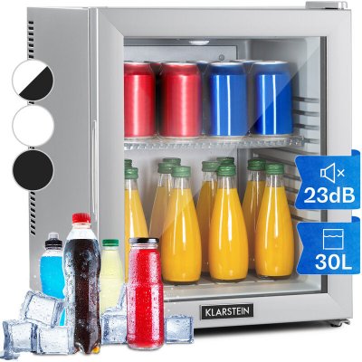 KLARSTEIN Mini refrigerateur - porte vitree led clayette argent - 32 litres