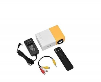VENDOS85 Mini vid&eacute;oprojecteur led portable hd 1080p hdmi / tf blanc jaune
