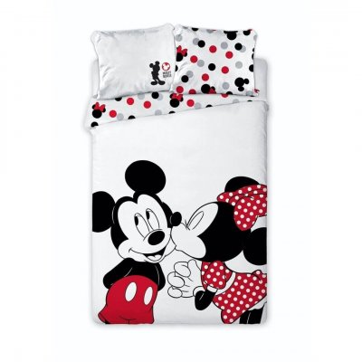 AYMAX Minnie et Mickey Kiss - Parure de Lit Enfant - Housse de Couette