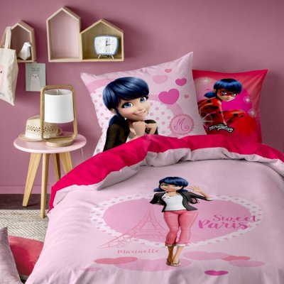 MIRACULOUS LADYBUG Miraculous Lady Bug H&eacute;ro&iuml;ne Parure Coton, Rose, 140 x 200/63 x 63 cm