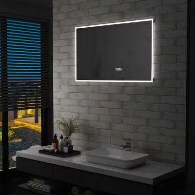 VIDAXL Miroir &agrave; led et capteur tactile et affichage d'heure 100x60 cm
