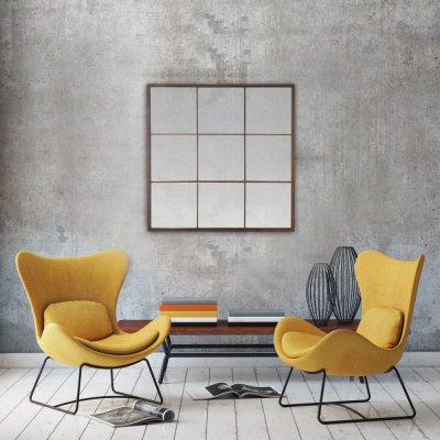 DRAWER Miroir carr&eacute; Atelier fen&ecirc;tre noir, l.100 x H.100 cm