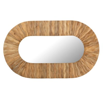 PARIS PRIX Miroir Mural Ovale en Bois ""Curve"" 152cm Naturel