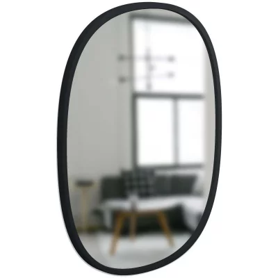 UMBRA Miroir mural ovale en bois MDF noir 46 x 61 cm Hub - 