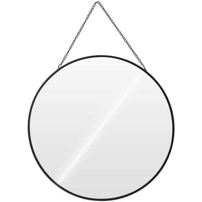 WADIGA Miroir Noir Rond Suspendu avec Cha&icirc;nette - diam&egrave;tre 29cm 0,000000