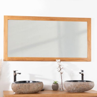 Miroir rectangle en teck massif 140x70 - Marron