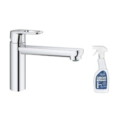 GROHE Mitigeur cuisine start flow bec bas chrom&eacute; + nettoyant robinetterie grohclean