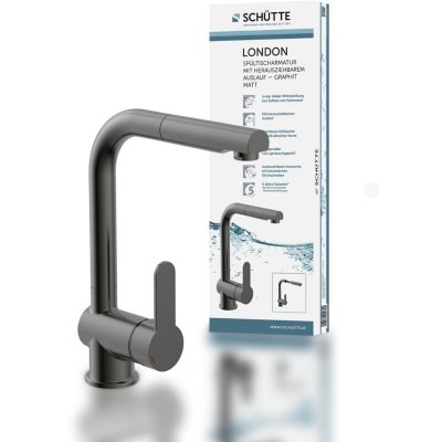 SCHUTTE Mitigeur d'&eacute;vier avec bec r&eacute;tractable london Graphite mat Sch&uuml;tte Noir