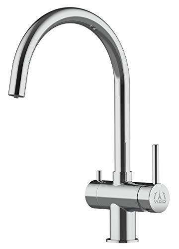 VIZIO Mitigeur de cuisine 3 voies en ACIER INOXIDABLE poli robinet bec cygne pivotant 360 