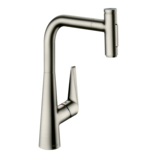 HANSGROHE Mitigeur de cuisine 300, avec douchette extractible 2 jets, sBox aspect acier inox 