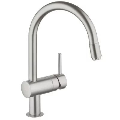 GROHE Mitigeur &eacute;vier avec bec mousse acier supersteel minta 32918dc0 
