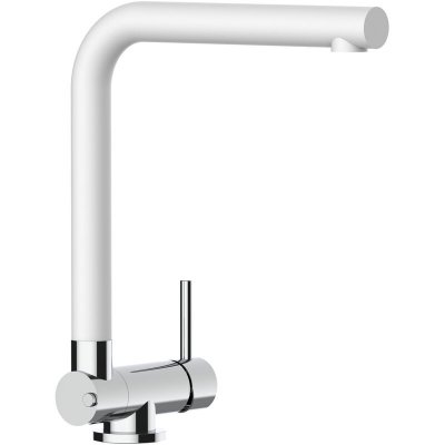VIZIO Mitigeur evier robinet cuisine bec pivotant 360&deg; et rabattable &agrave; 4,5 cm - QUARTZ BLANC