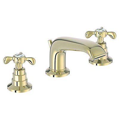 JACOB DELAFON Mitigeur lavabo 3 trous r&eacute;tro Cleo poign&eacute;es &agrave; croisillon, or beige