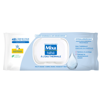 MIXA  Lingettes B&eacute;b&eacute; &agrave; l'eau Thermale x48 