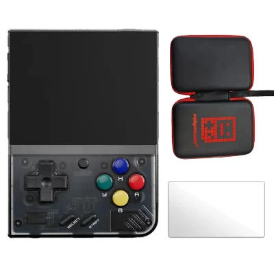 MIYOO  Mini Plus 3,5"" IPS Linux 64Go WIFI 20+ simulateurs + Sacoche + Verre tremp&eacute; - Noir