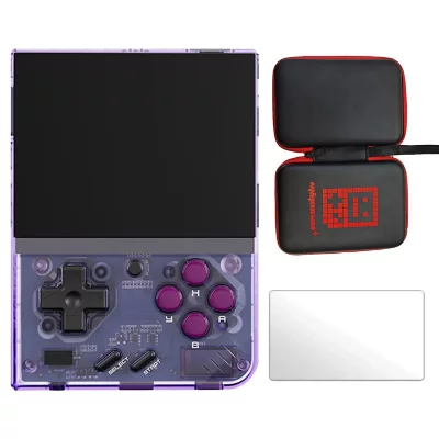 MIYOO  Mini Plus 3,5"" IPS Linux 64Go WIFI 20+ simulateurs + Sacoche + Verre tremp&eacute; - Violet