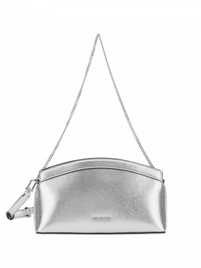 MICHAEL MICHAEL KORS MK Petite pochette convertible Athena en cuir m&eacute;tallis&eacute; - Argent - Michael Kors