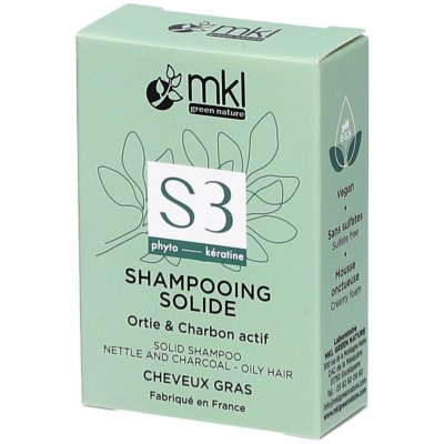 MKL GREEN NATURE  Shampoing Solide Ortie Charbon Cheveux Gras 65 g