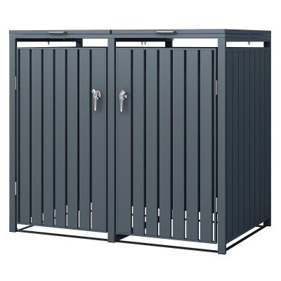 ML DESIGN ML-Design Box pour 2 Poubelles, 240L, 132x80x116,3 cm, en Acier, Anthracite, R&eacute;sistant aux