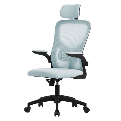 ML DESIGN ML-Design Chaise de Bureau Ergonomique, Bleu, en Maille, Appui-T&ecirc;te et Accoudoirs