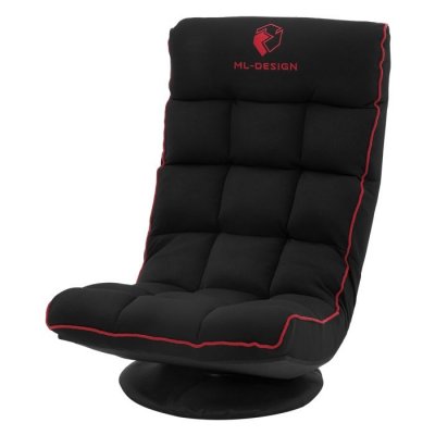 ML DESIGN MODERN LIVING ML-Design Fauteuil de Sol Gaming Noir-Rouge, Pivotant 360&deg;, Mod&egrave;le de Jeu Pliable avec